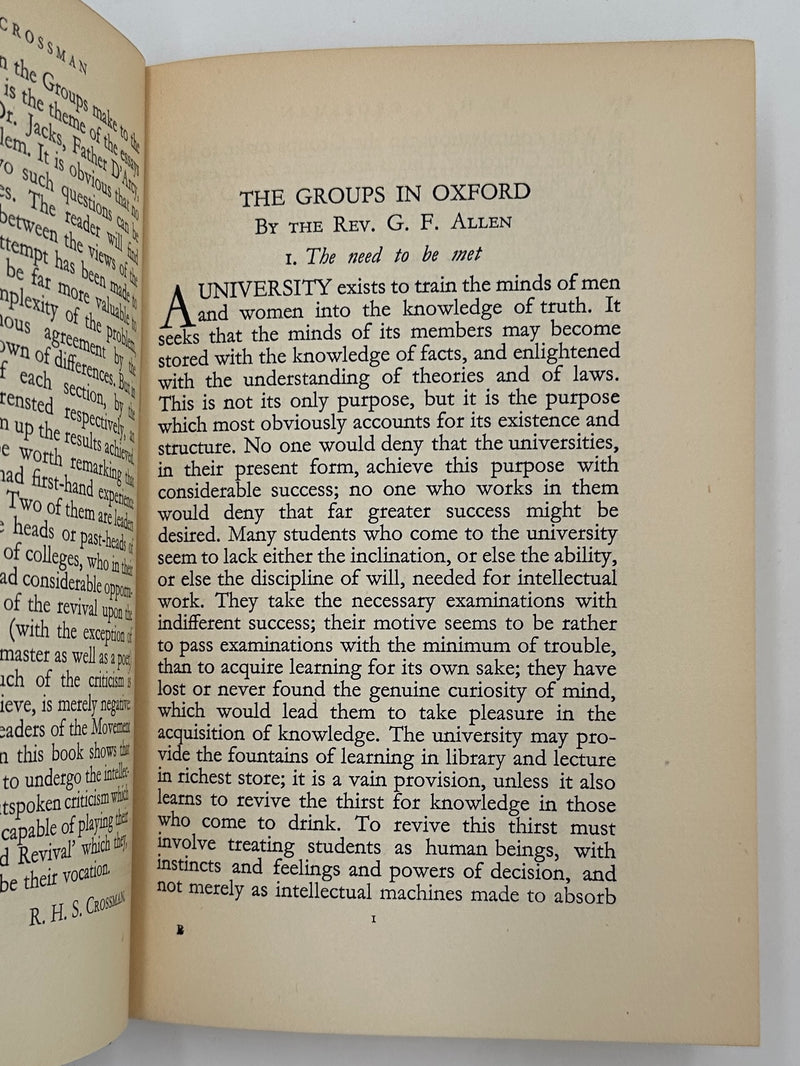 Oxford and the Groups: The Influence of the Groups Considered by Rev. G. F. Allen et al. - 1934
