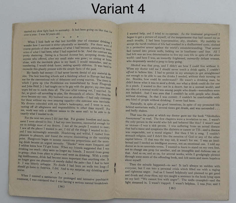Alcoholics Anonymous 1943–1944 Early Pamphlet — Complete Set of Six Variants