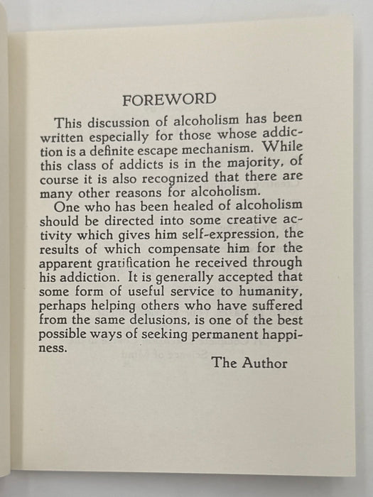 Alcoholism: ITS CAUSE and CURE From the viewpoint of Science of Mind by Ernest Holmes