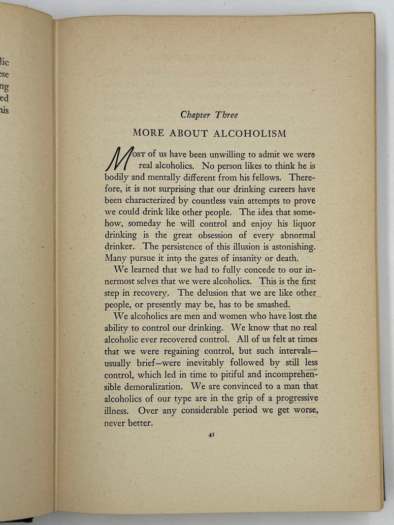 Alcoholics Anonymous First Edition — 7th Printing, January 1945 | Exceptionally Rare Wartime Big Book