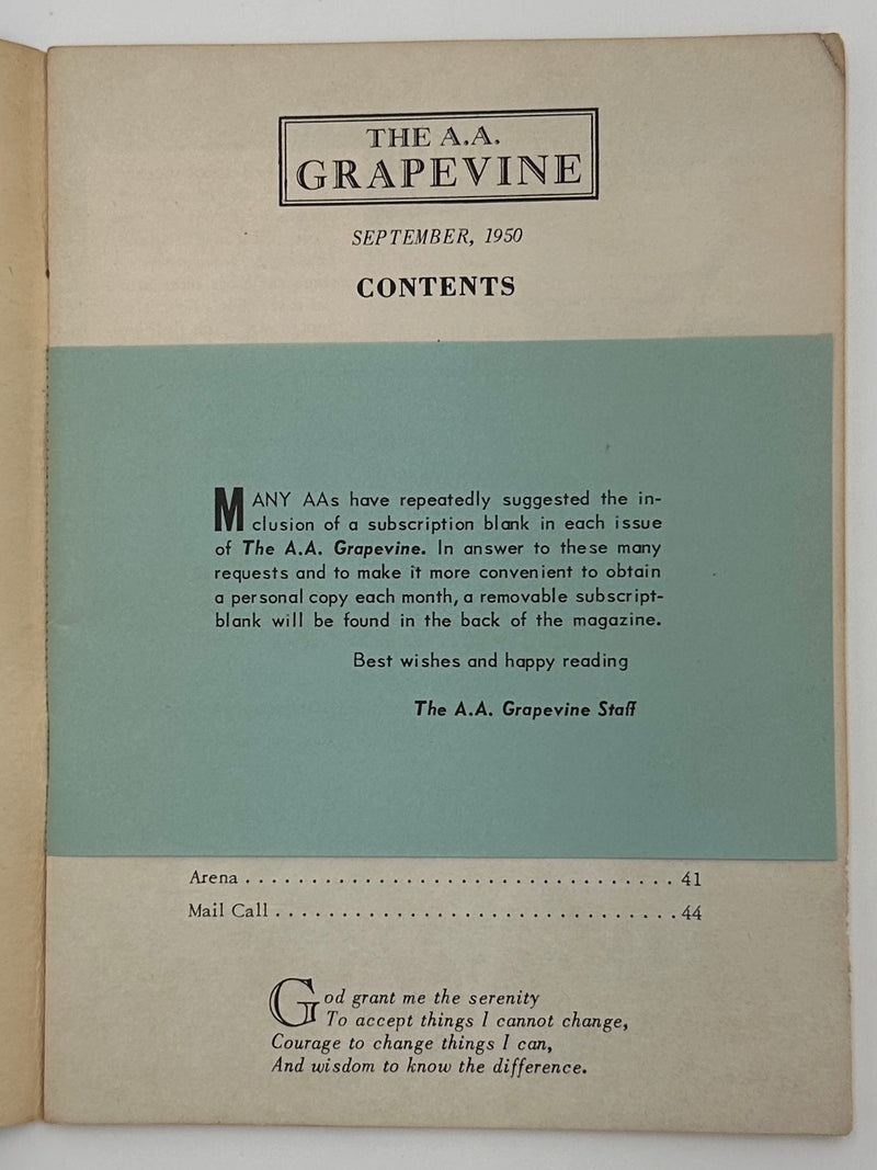 AA Grapevine from September 1950 - We Come of Age by Bill