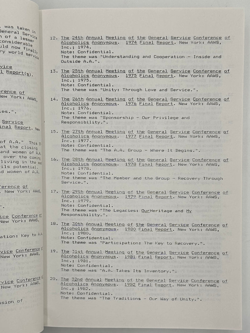 To Be Continued... The Alcoholics Anonymous World Bibliography 1935-1994