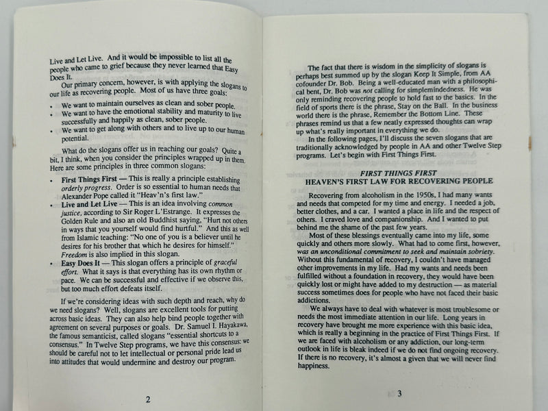 The Slogans: Basic Tools for Successful Recovery by Mel B. - 2nd Printing from 1994