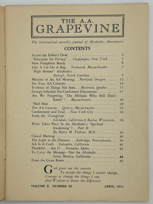 AA Grapevine from April 1954
