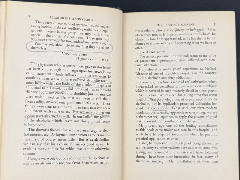 Alcoholics Anonymous — First Edition, Tenth Printing (August 1946) — Signed by Bill Wilson — Original Dust Jacket