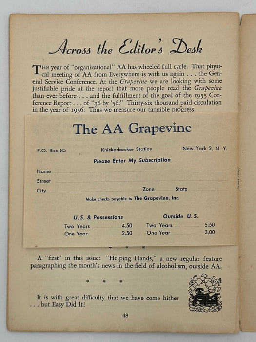 AA Grapevine from April 1956 - Serenity Prayer