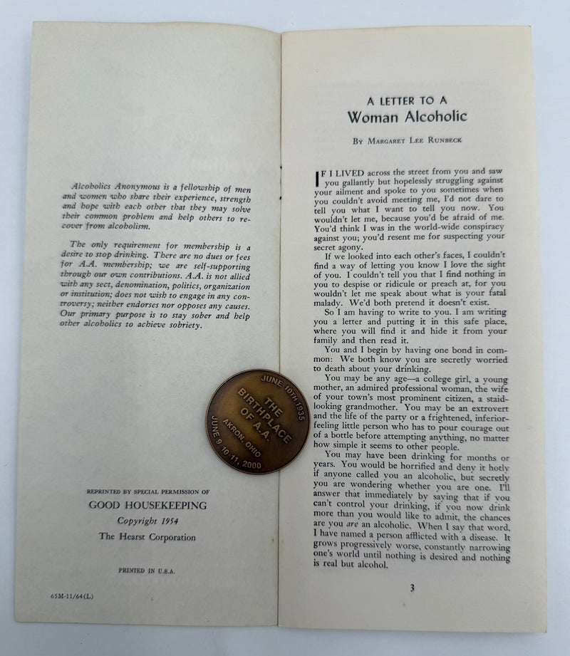 A LETTER TO A Woman Alcoholic - AA Pamphlet - 1964