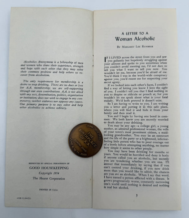 A LETTER TO A Woman Alcoholic - AA Pamphlet - 1964