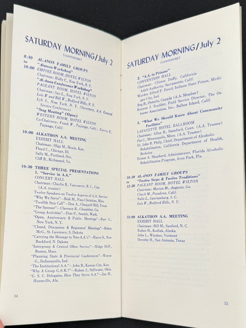 Program — 25th Anniversary International Convention of Alcoholics Anonymous  Long Beach, California · July 1–3, 1960