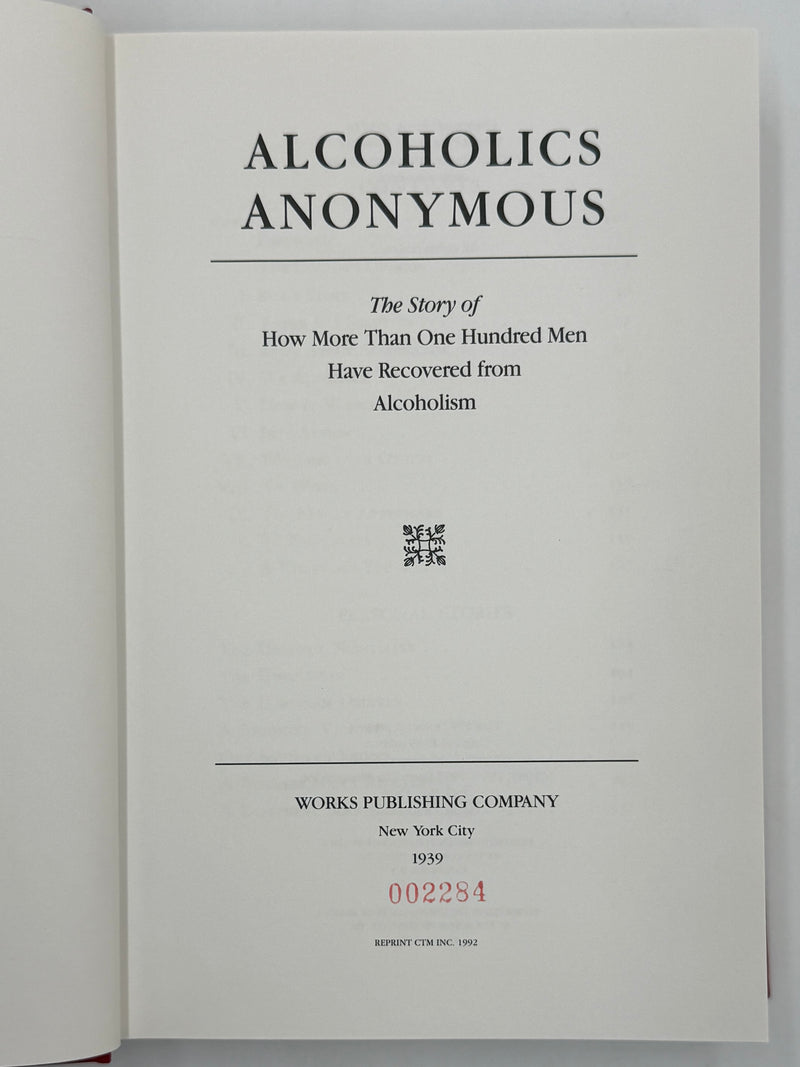 Alcoholics Anonymous First Edition Reprint by CTM - 1992