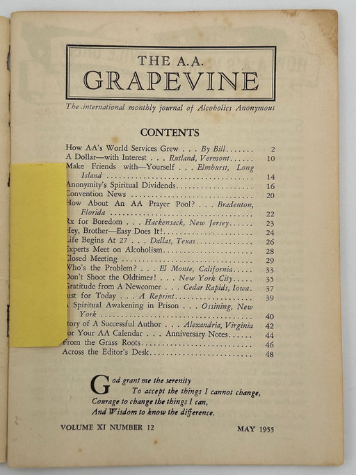 AA Grapevine from May 1955 Recovery Collectibles