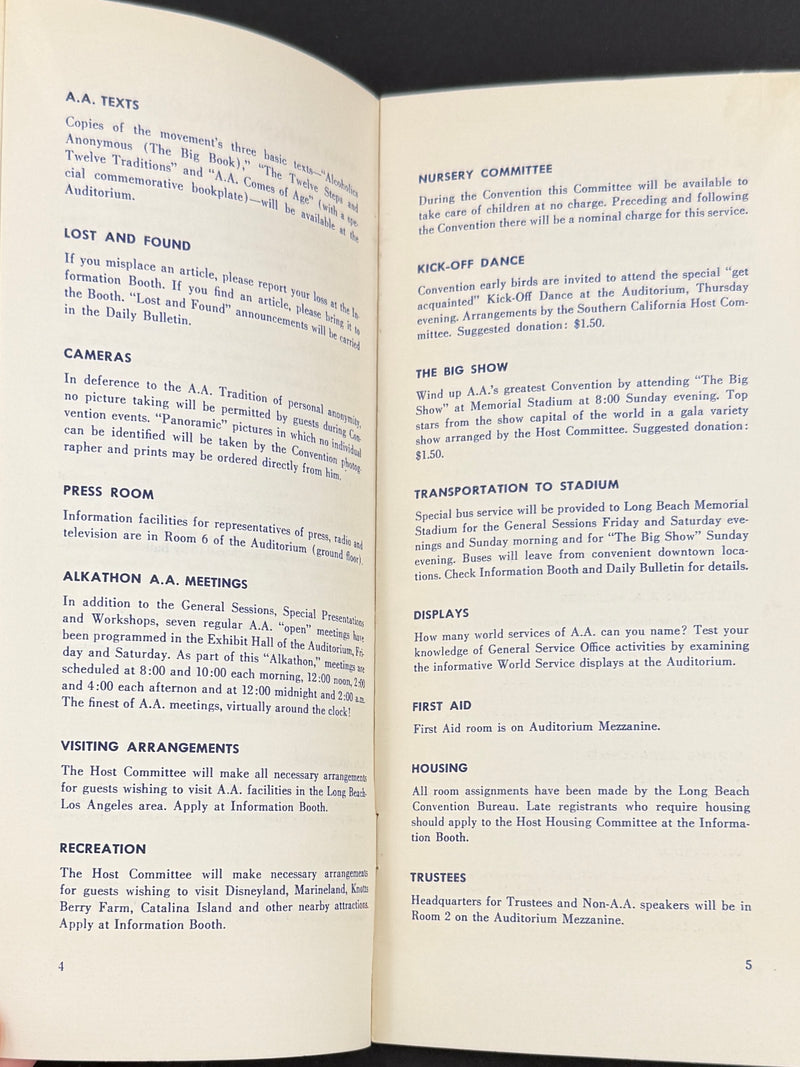 1960 Alcoholics Anonymous 25th Anniversary International Convention Collection — Long Beach, California