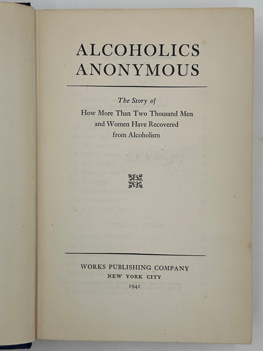 Alcoholics Anonymous First Edition 2nd Printing Big Book from 1941 - RDJ