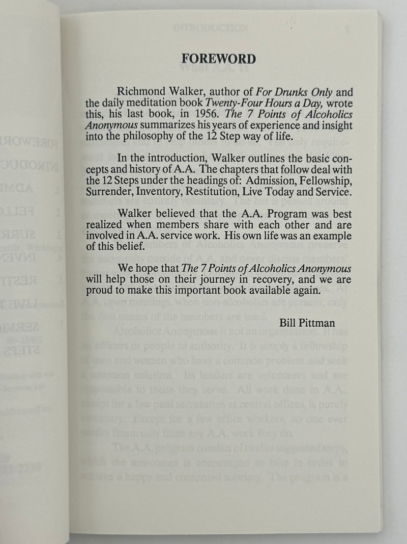 The 7 Points of Alcoholics Anonymous by Richmond Walker