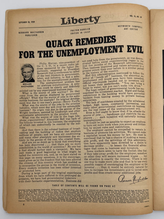 Liberty Magazine from September 1939 - Alcoholics and God article by Morris Markey