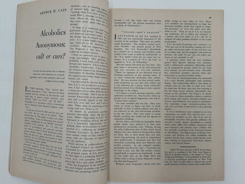 Harper’s Magazine from February 1963 - Alcoholics Anonymous: Cult or Cure?