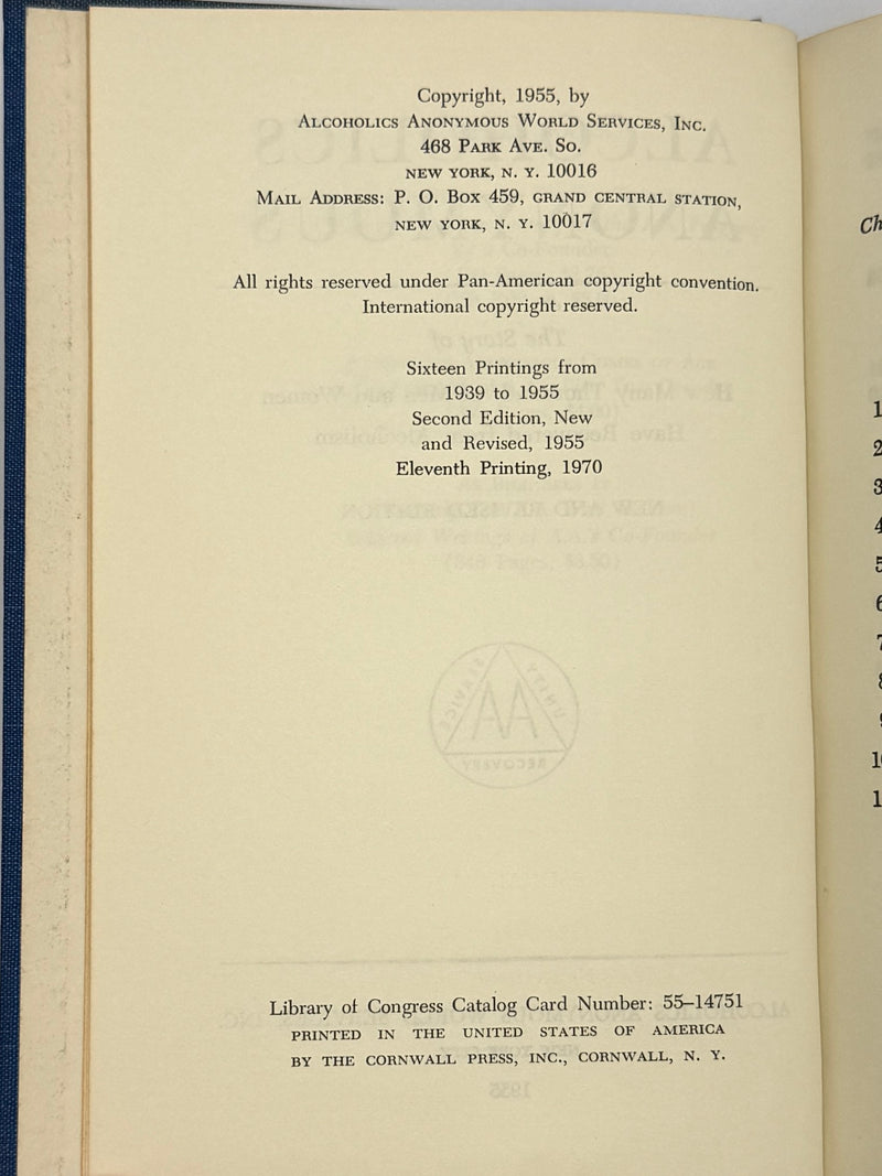 Alcoholics Anonymous Second Edition Big Book 11th Printing with ODJ