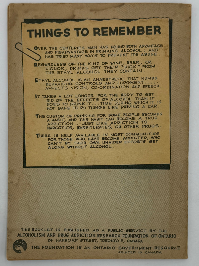 “It’s Best to Know” - about alcohol - Pamphlet