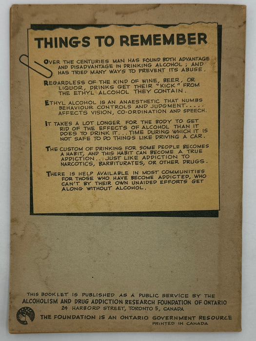 “It’s Best to Know” - about alcohol - Pamphlet