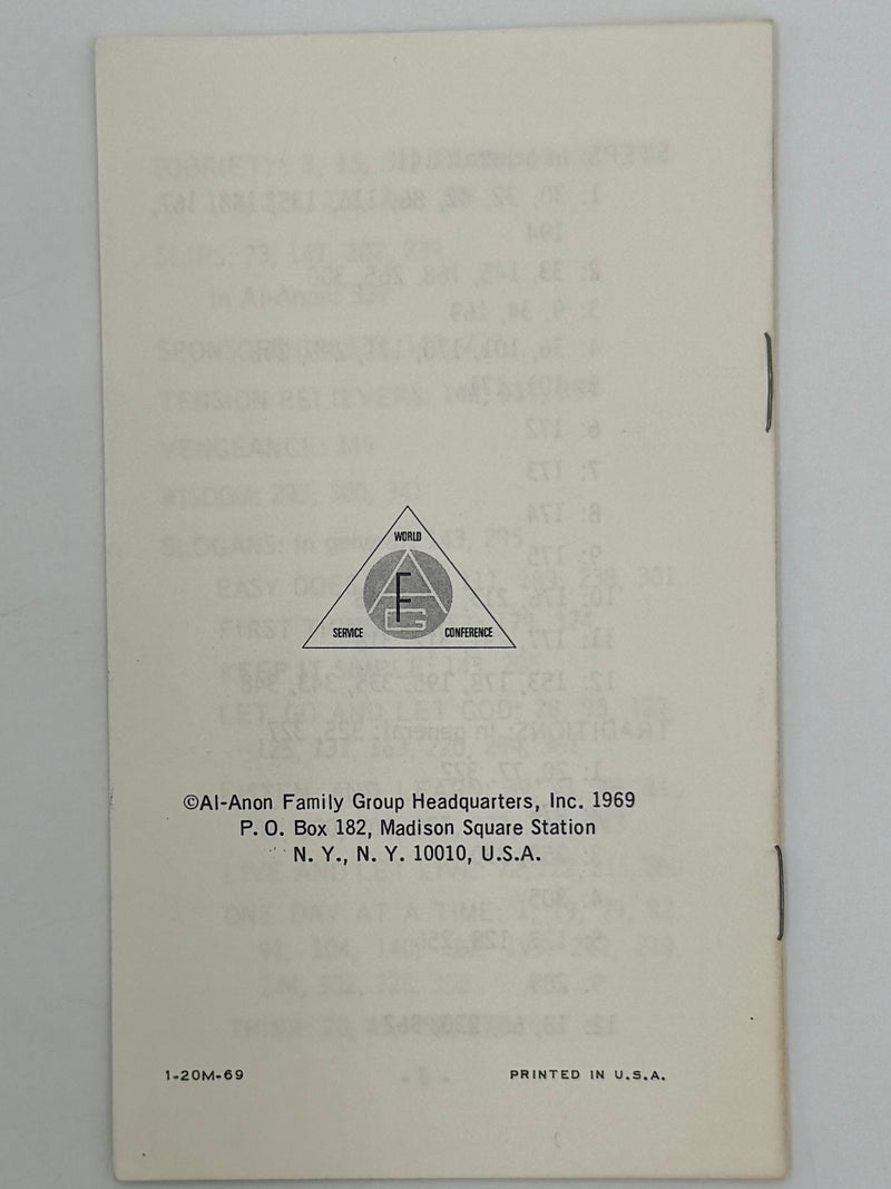 One Day At A Time In Al-Anon - First Printing from 1968