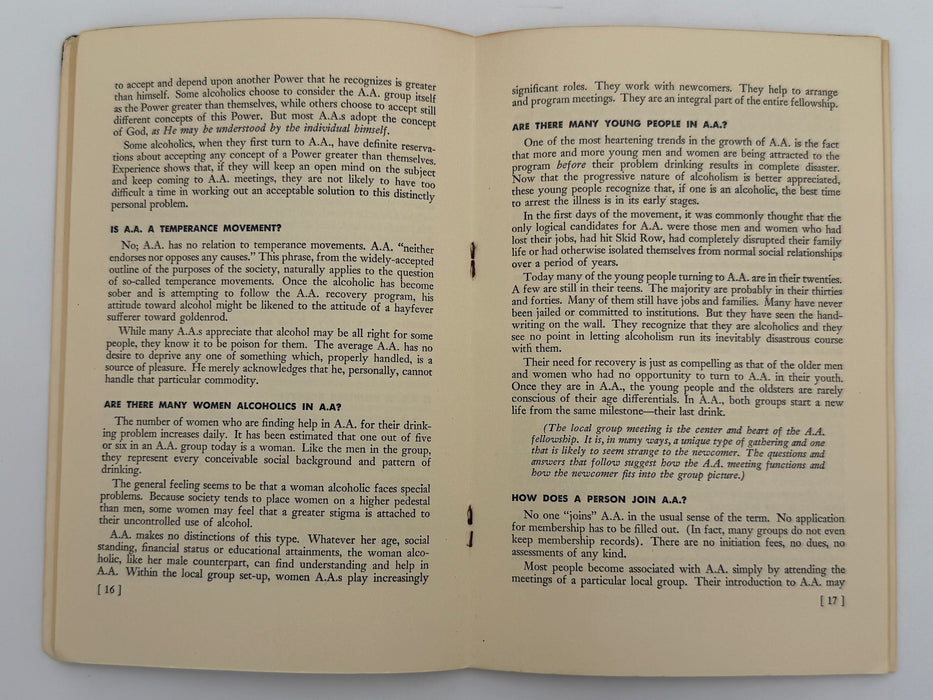 A.A. - 44 Questions and Answers About the Program of Recovery From Alcoholism - 1953 Pamphlet