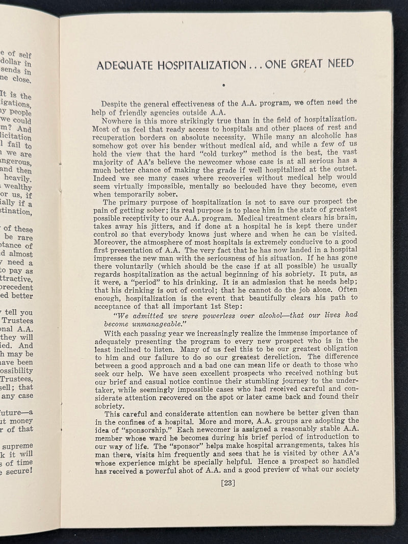 A.A. Tradition: “Our Experience Has Taught Us…”  Works Publishing, Inc. · 1947 · First Printing