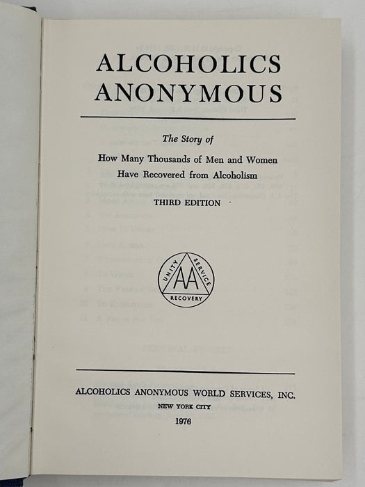 Alcoholics Anonymous 3rd Edition 2nd Printing from 1977 - ODJ Recovery Collectibles