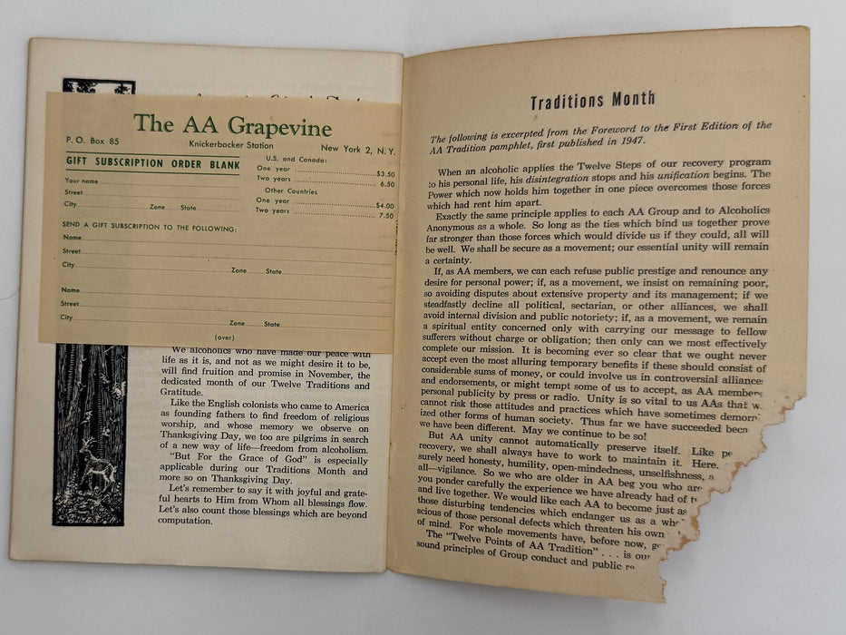 AA Grapevine - Traditions Month - November 1957