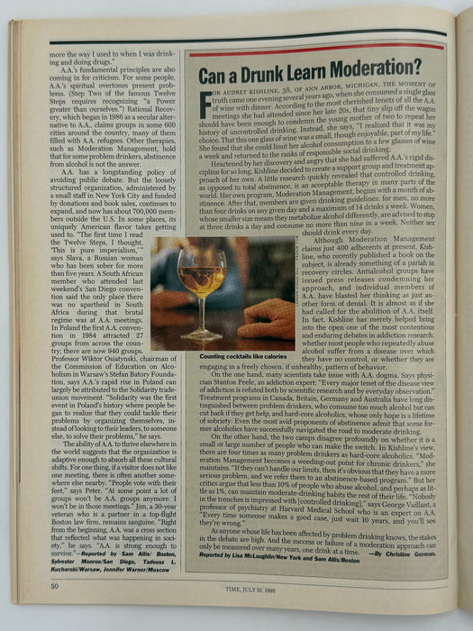 Time Magazine - Sobering Times for AA - July 1995