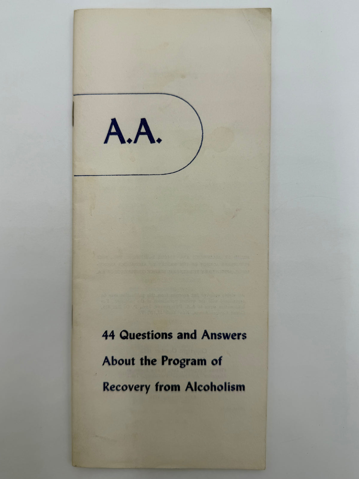 A.A. 44 Questions and Answers - Pamphlet - Sixth Printing from 1956 ...