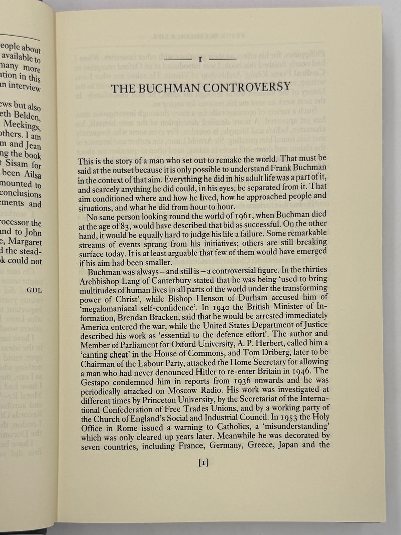Frank Buchman: a life by Garth Lean - First Printing 1985 - ODJ