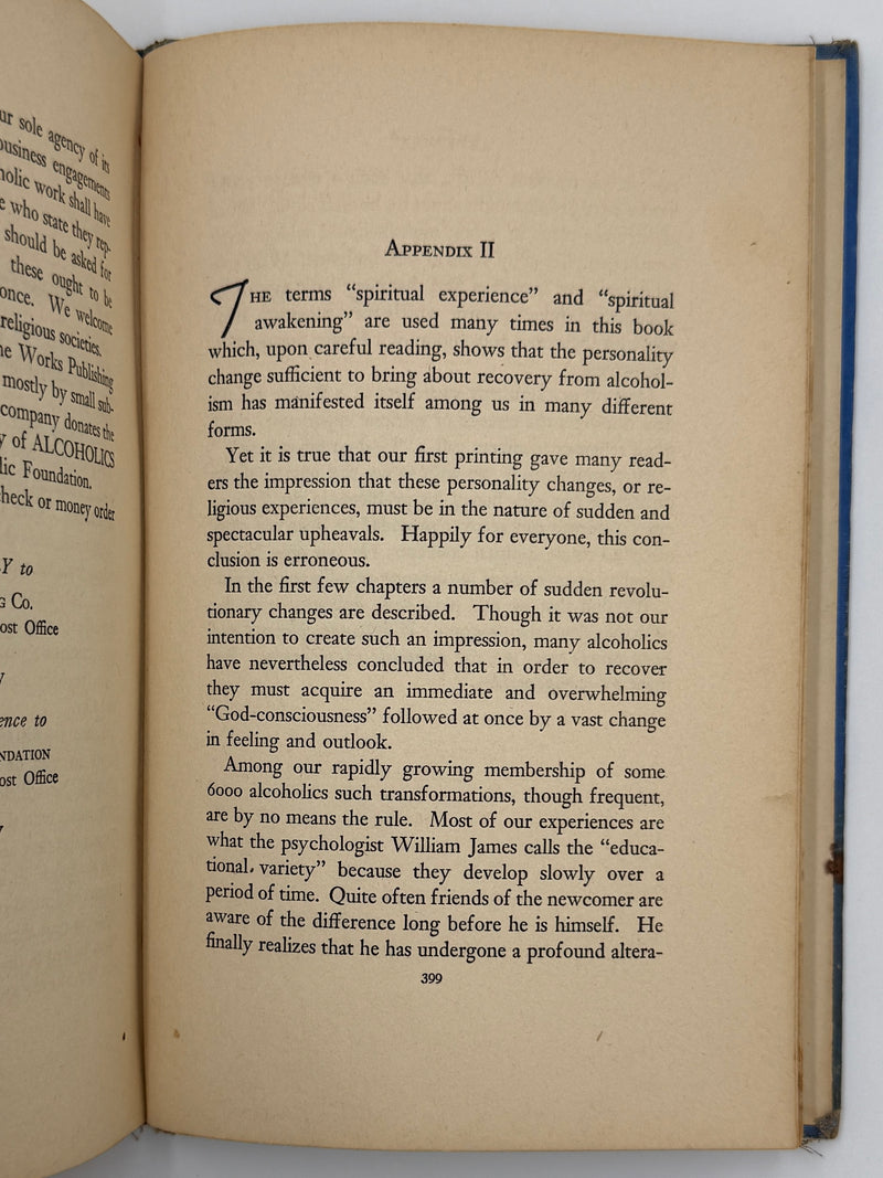 Alcoholics Anonymous First Edition Light Blue 3rd Printing from 1942 - RDJ