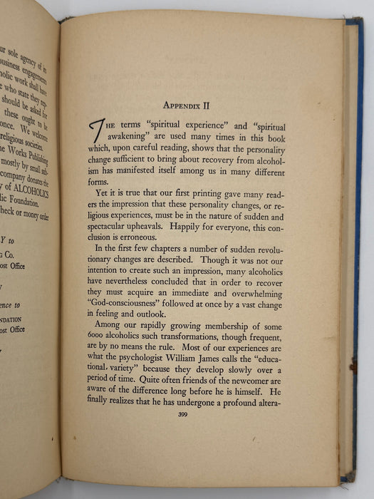 Alcoholics Anonymous First Edition Light Blue 3rd Printing from 1942 - RDJ