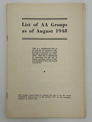 List of AA Groups as of August 1948 Booklet West Coast Collection
