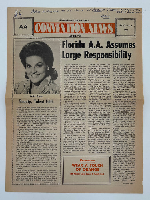 35th Anniversary International - AA Convention News - April 1970