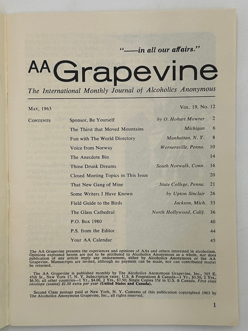 AA Grapevine from May 1963 - Those Drunk Dreams
