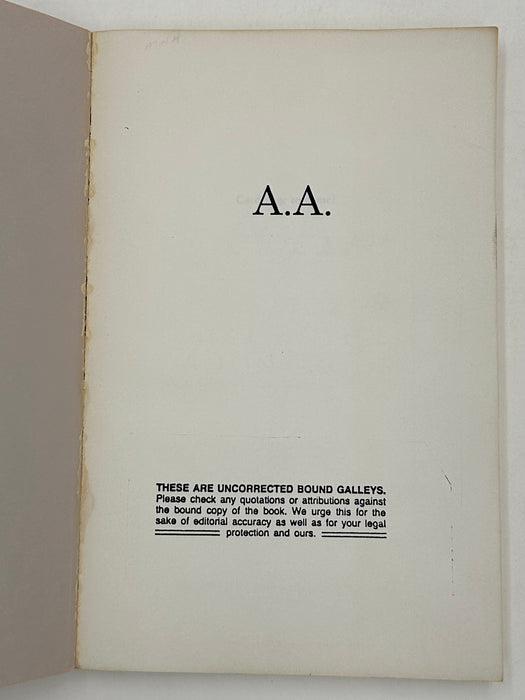 Uncorrected Proof of A.A. Inside Alcoholics Anonymous by Nan Robertson - 1988