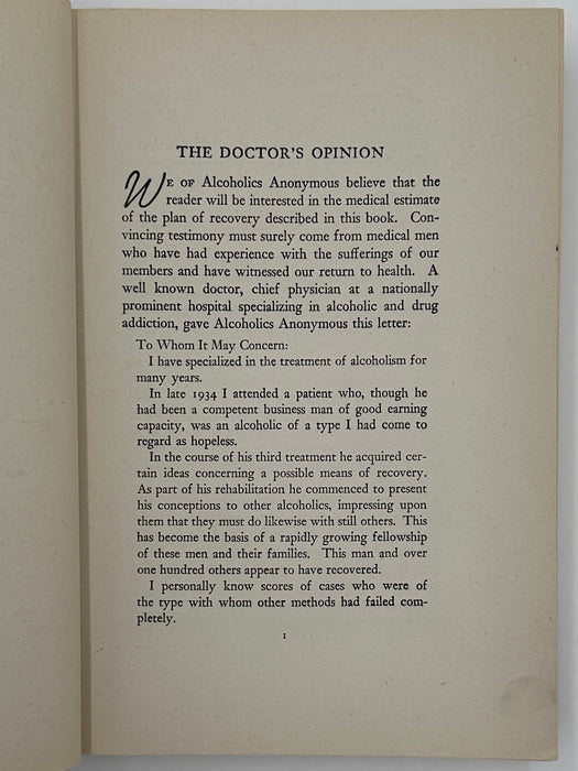 Alcoholics Anonymous Extremely RARE First Edition 7th Printing Big Book from 1945