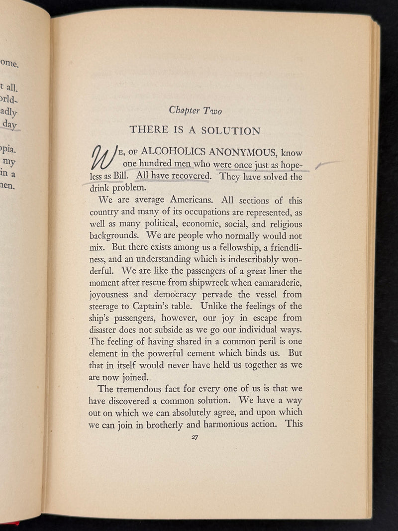 Alcoholics Anonymous Big Book — First Edition, First Printing — April 1939