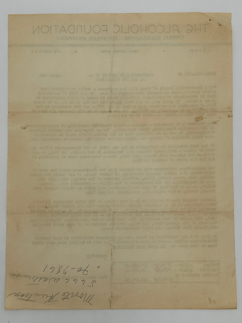 The Alcoholic Foundation Bulletin #7 from 1949 Recovery Collectibles