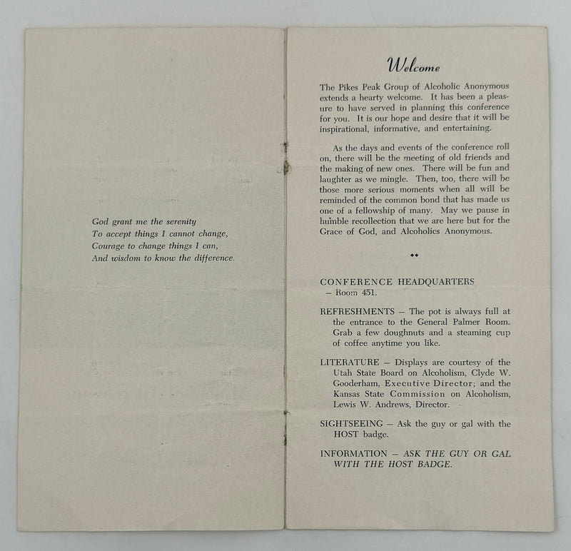 1955 A.A. Tri-State Conference — 8th Annual Program — Colorado Springs, Colorado