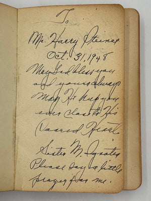The Following of Christ — Inscribed and Signed by Sister Ignatia — 1948