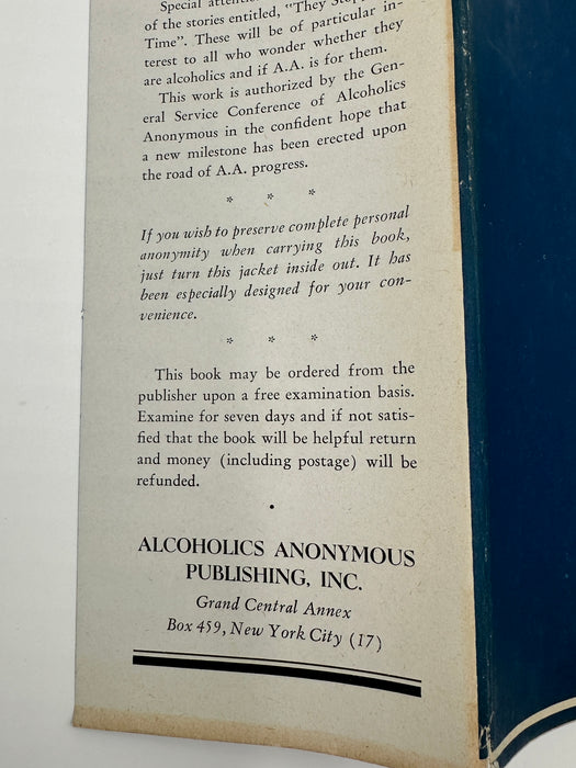First Issue - Alcoholics Anonymous Second Edition First Printing from 1955 with ODJ West Coast Collection