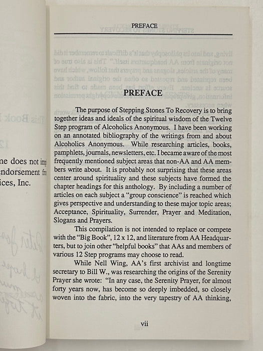 Signed - Stepping Stones to Recovery by Bill Pittman - 1988
