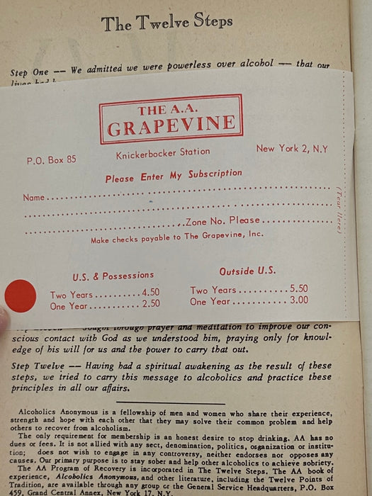 AA Grapevine from May 1952 - Tradition Two by Bill