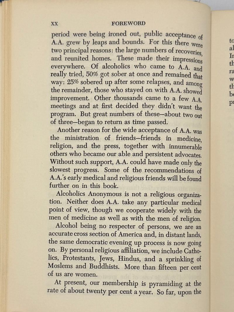 Alcoholics Anonymous Second Edition — Third Printing (1959) with RDJ