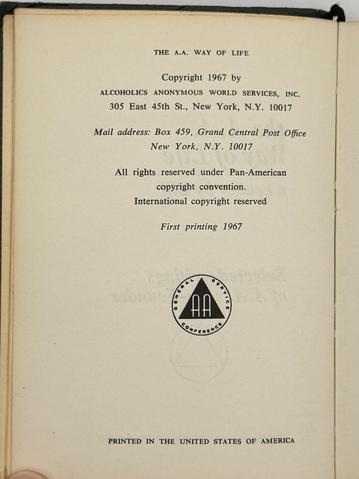 The AA Way of Life - First Printing from 1967