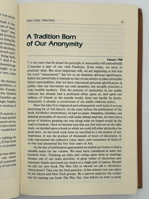 The Language of the Heart: Bill W.’s Grapevine Writings - First printing from 1988 - ODJ