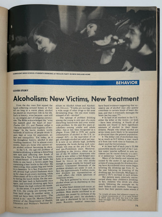 Time Magazine from April 1974 - Alcoholism