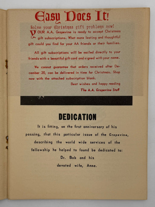 AA Grapevine from November 1951 - The Traditions Recovery Collectibles